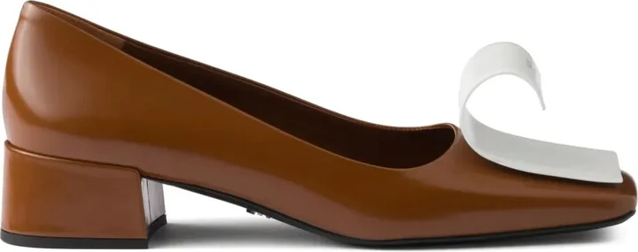 35mm Two-Tone Brushed-Leather Pumps