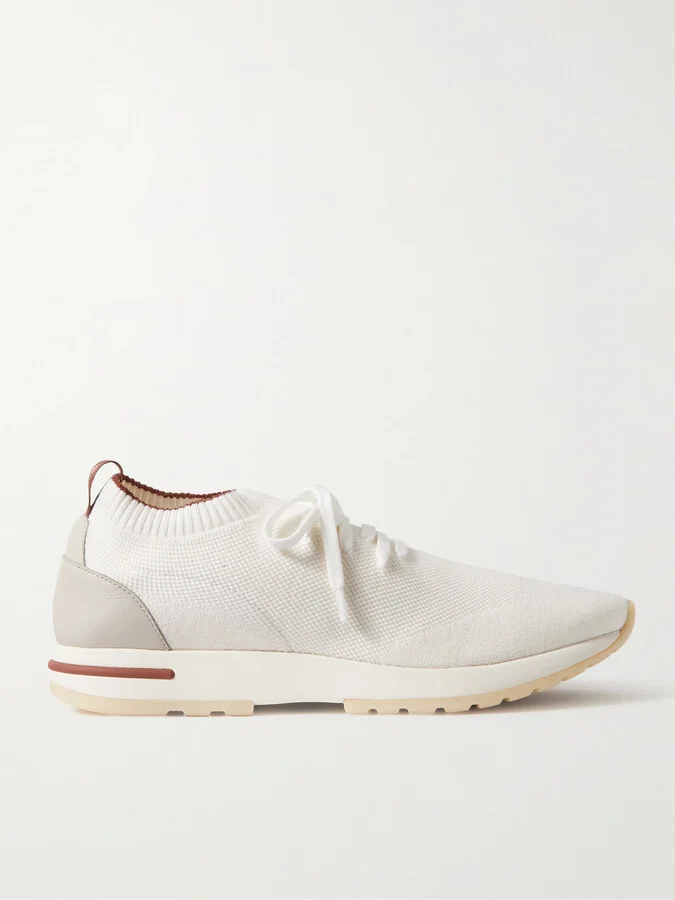 360 Flexy Leather-Trimmed Knitted Wish® Wool Sneakers