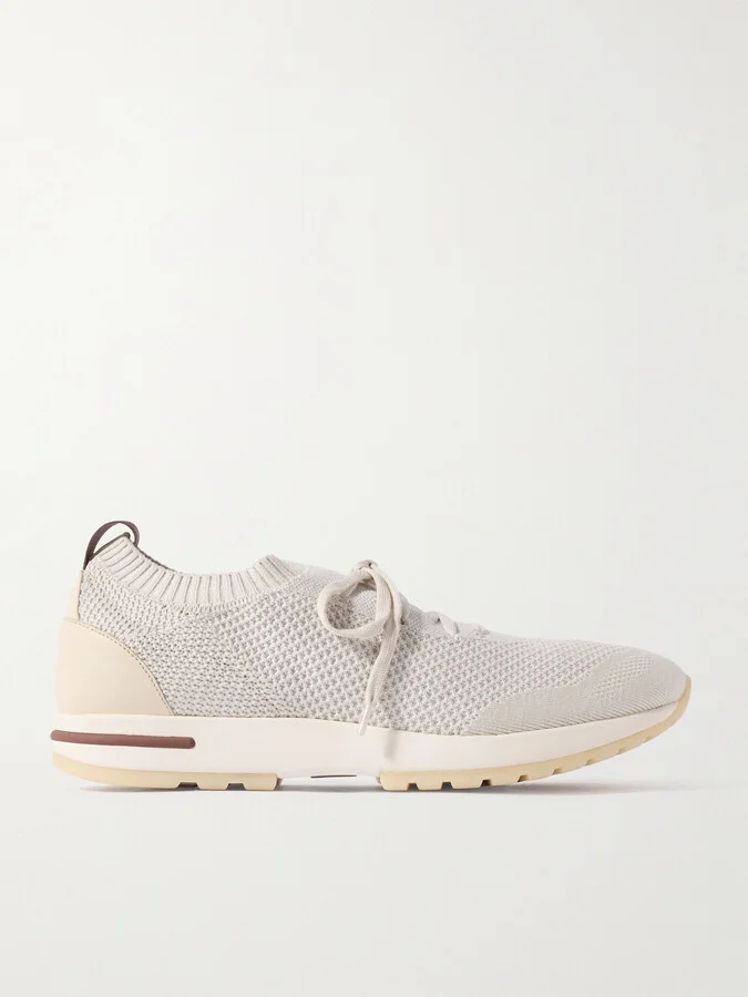 360 Flexy Leather-Trimmed Knitted Wish® Wool Sneakers