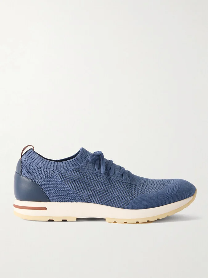 360 Flexy Leather-Trimmed Knitted Wish® Wool Sneakers