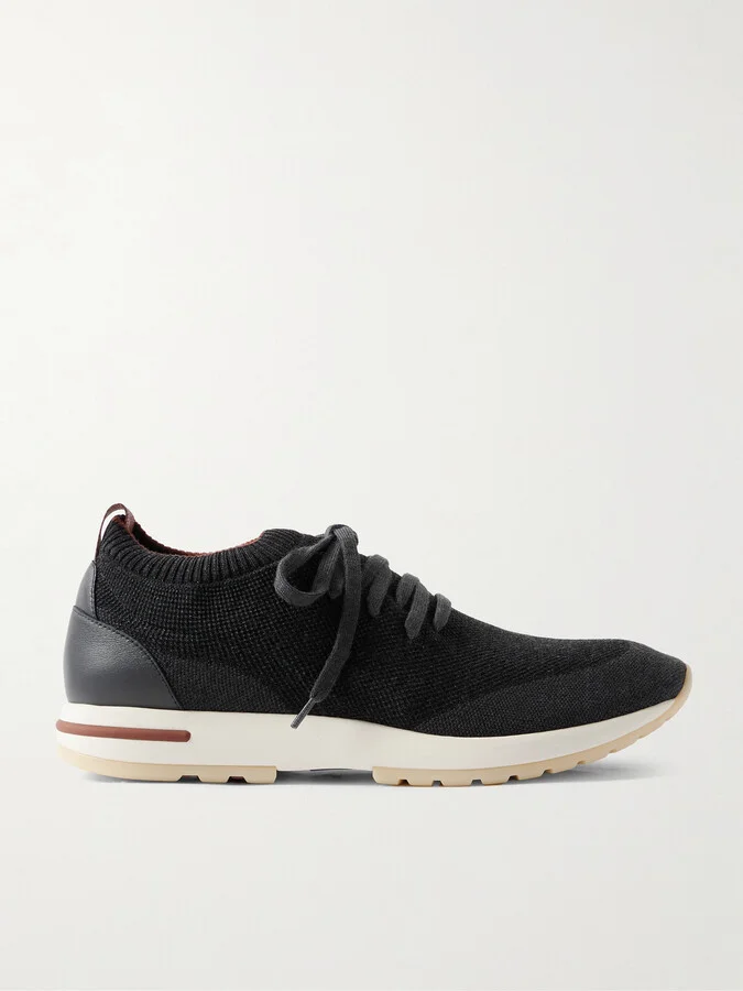 360 Flexy Leather-Trimmed Knitted Wish® Wool Sneakers