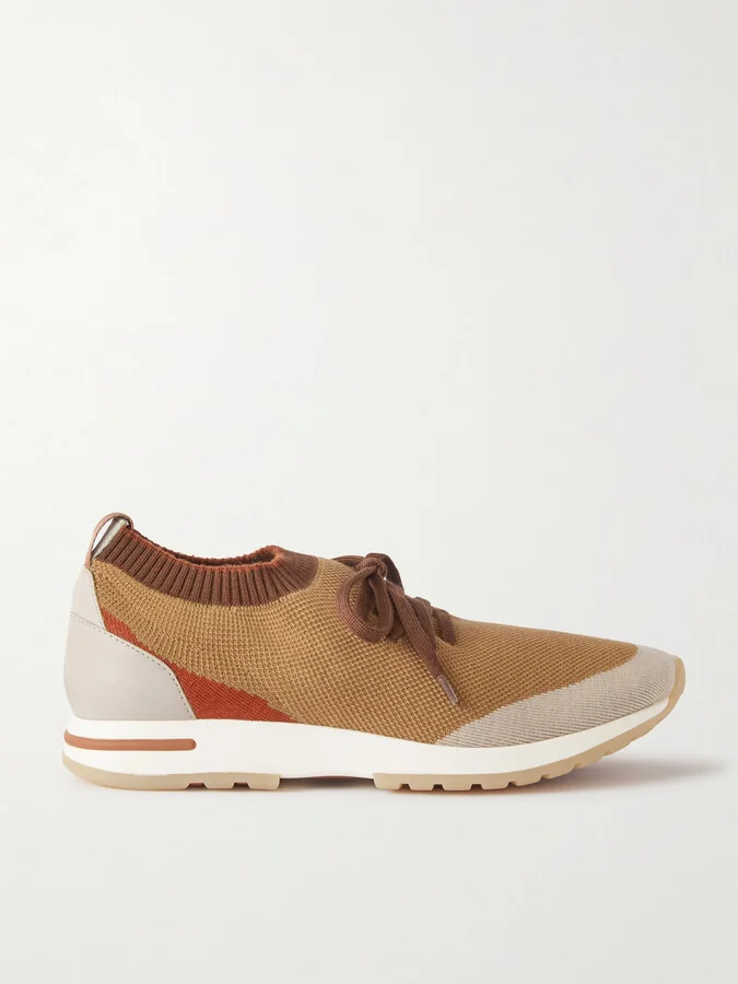 360 Flexy Walk Leather-Trimmed Knitted Wish Silk Sneakers