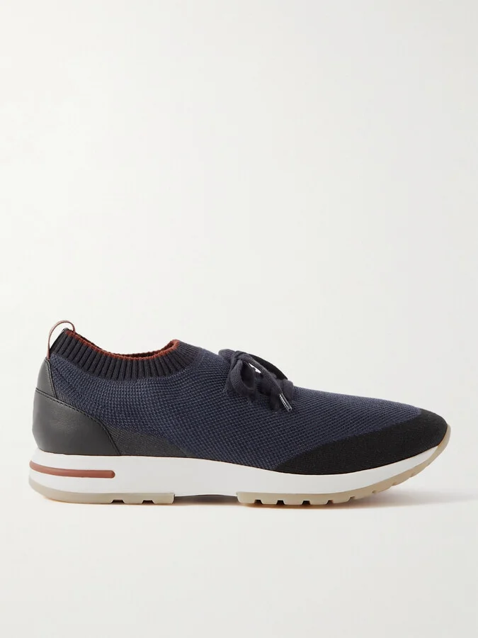360 Flexy Walk Leather-Trimmed Knitted Wish® Silk Sneakers