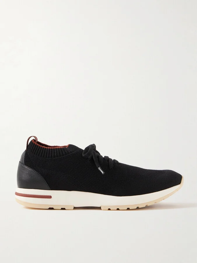 360 Flexy Walk Leather-Trimmed Knitted Wish® Wool Sneakers