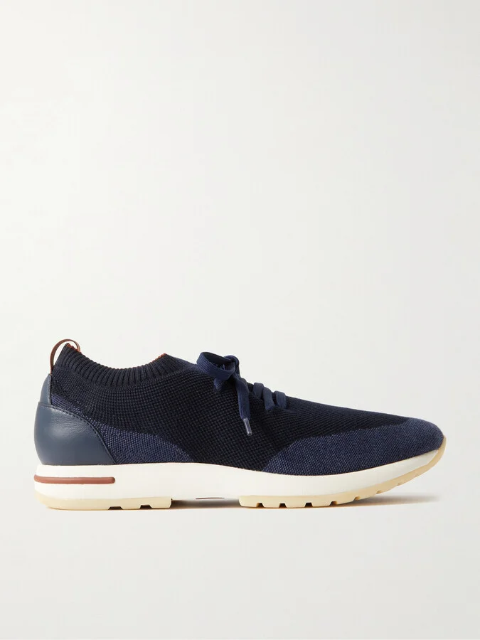 360 Flexy Walk Leather-Trimmed Knitted Wool Sneakers