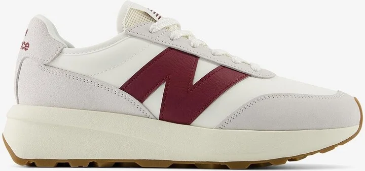 370 Low-Top Sneakers in Sea Salt with Classic Crimson
