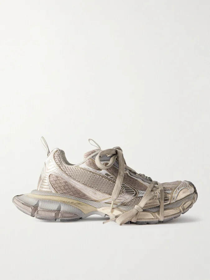 3XL Distressed Mesh and Rubber Sneakers