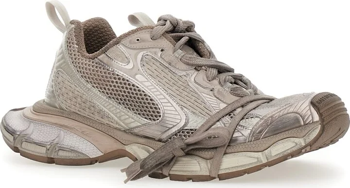 '3xl' Grey Low Top Sneakers With Logo Detail In Tech Fabric Man - Image 2