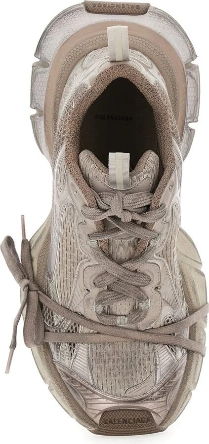 '3xl' Grey Low Top Sneakers With Logo Detail In Tech Fabric Man - Image 4