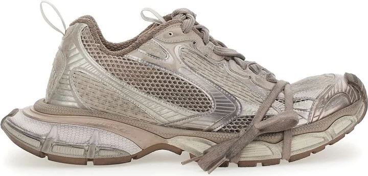 '3xl' Grey Low Top Sneakers With Logo Detail In Tech Fabric Man