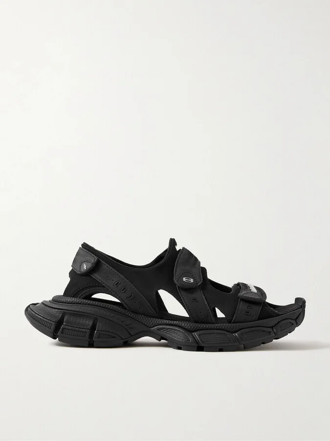 3XL Logo-Appliquéd Faux Leather and Canvas-Trimmed Scuba Sandals