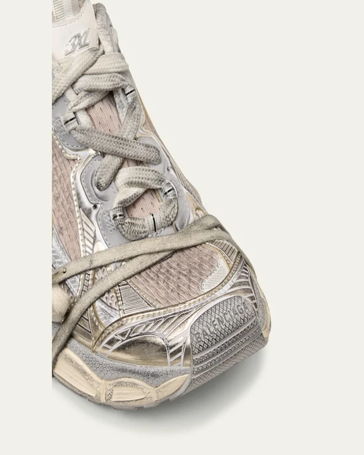 3XL Metallic Mesh Lace Trainer Sneakers - Image 8