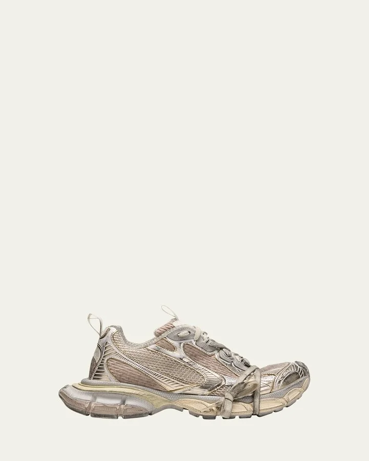 3XL Metallic Mesh Lace Trainer Sneakers