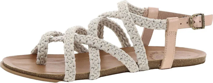 4 Earth Womens Woven Metallic Ankle Strap