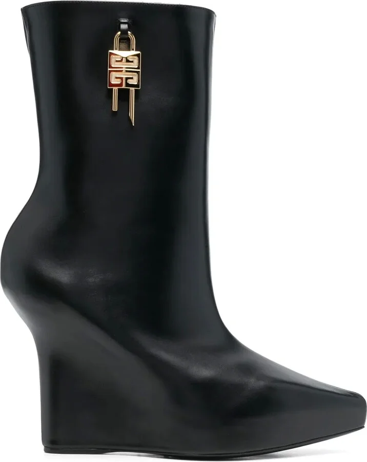 4 Lock leather wedge boots
