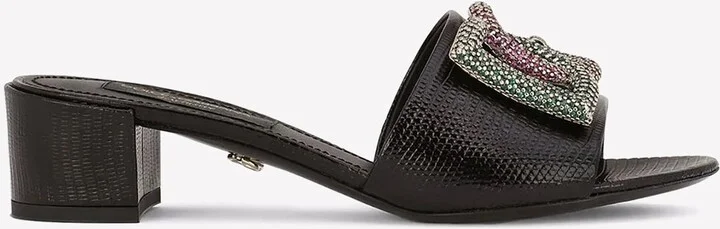 40 Crystal DG Mules in Calf Leather