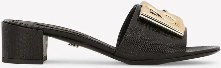 40 DG Mules in Iguana Print Calf Leather