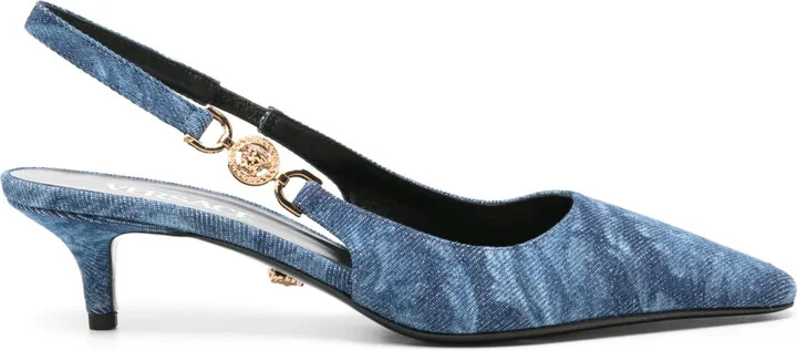 40mm Barocco-print denim pumps