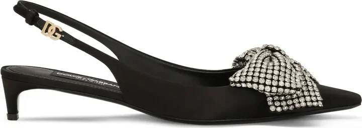 40mm Bow-Detailing Slingback Pumps