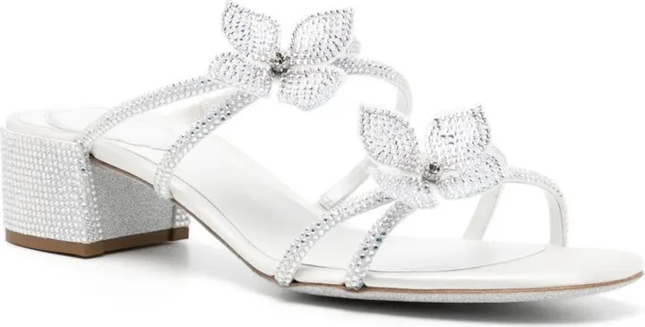 40mm Cleo rhinestone floral-appliqué sandals - Image 2