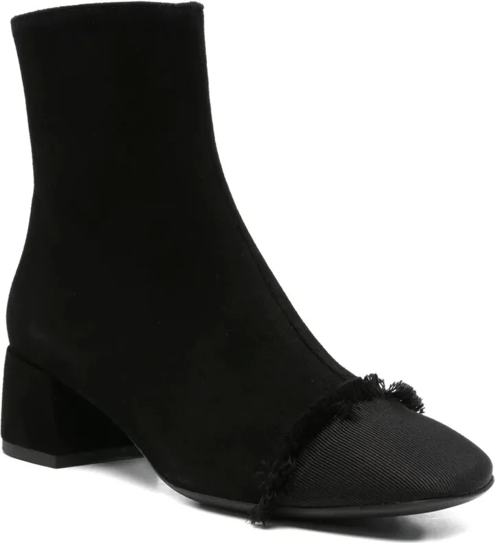 40mm Frayed-Detail Block-Heel Ankle Boots - Image 2