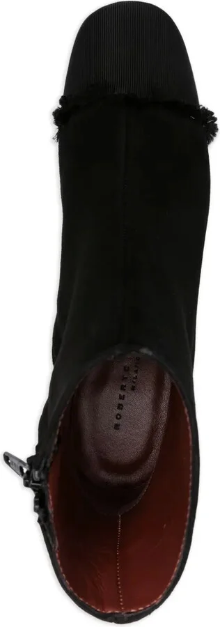 40mm Frayed-Detail Block-Heel Ankle Boots - Image 4