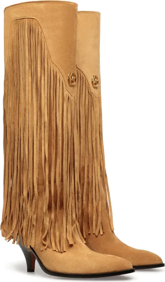 40mm Fringed Suede Boots - Image 2