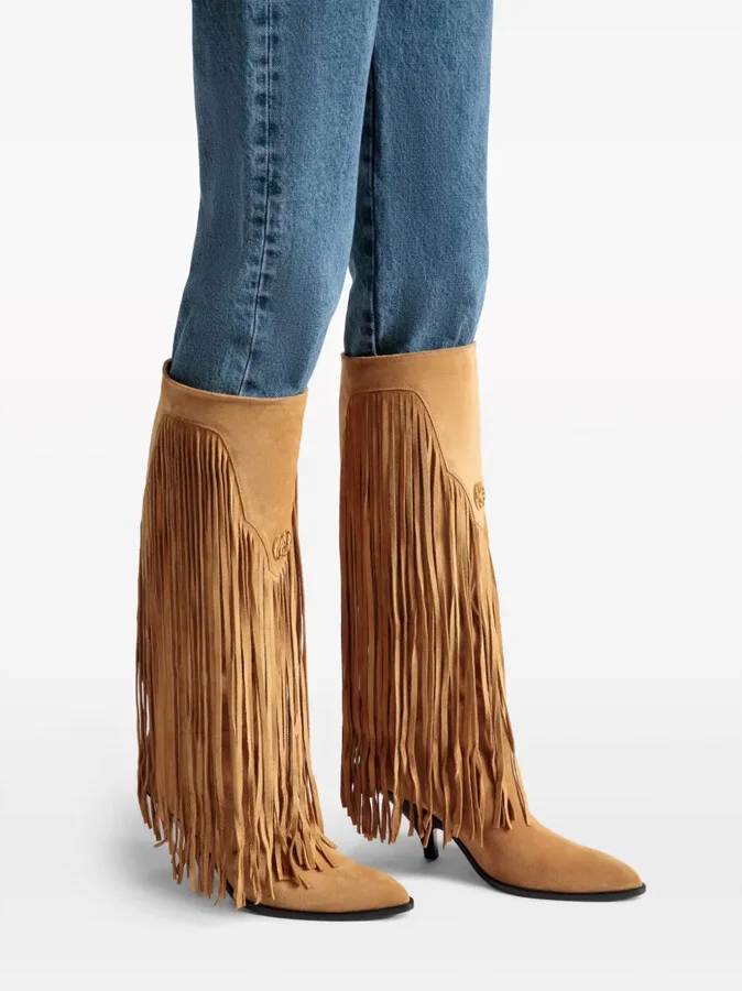 40mm Fringed Suede Boots - Image 5