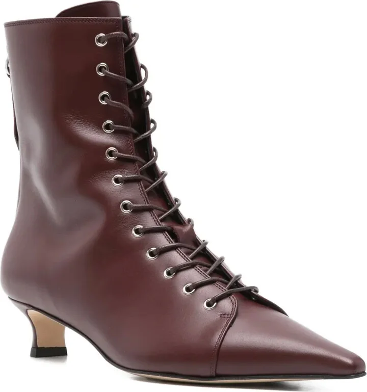 40mm Lace-Up Pointed-Toe Boots - Image 2