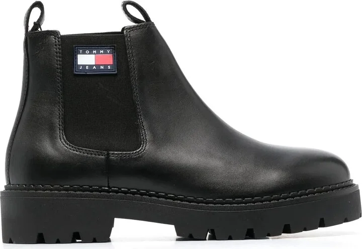 40mm Logo-Patch Leather Boots