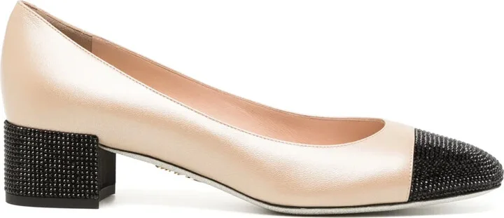 40mm Rhinestone-Embellished Leather Pumps