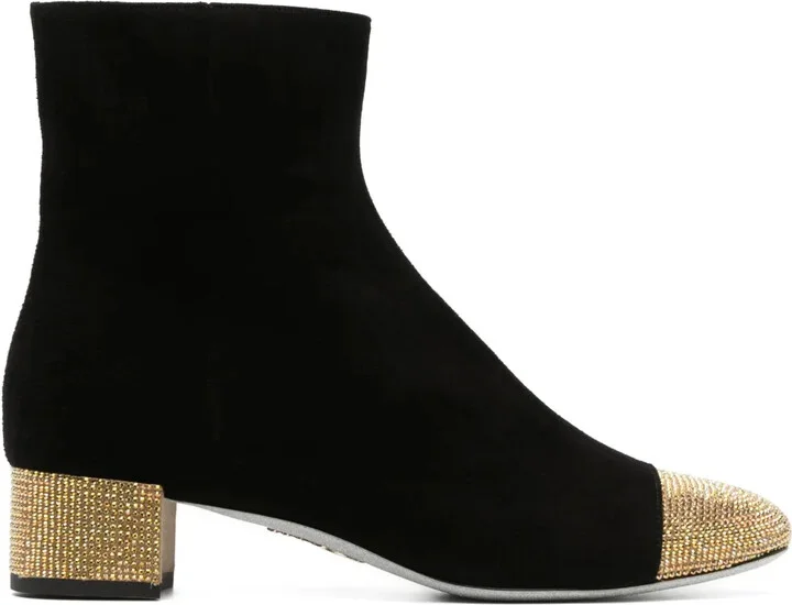 40mm Rhinestone-Embellished Suede Boots