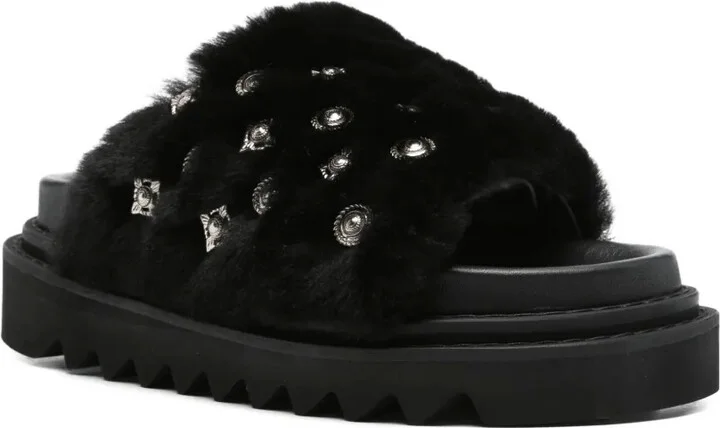 40mm Shearling Studded Sandals - Image 2