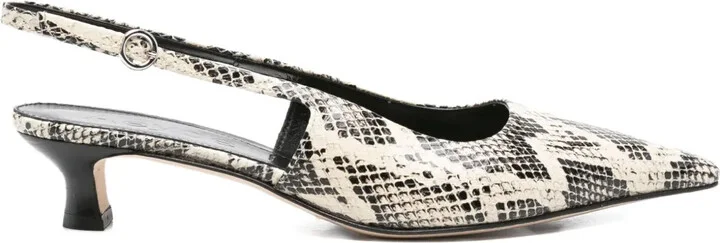 40mm Snakeskin Slingback Pumps