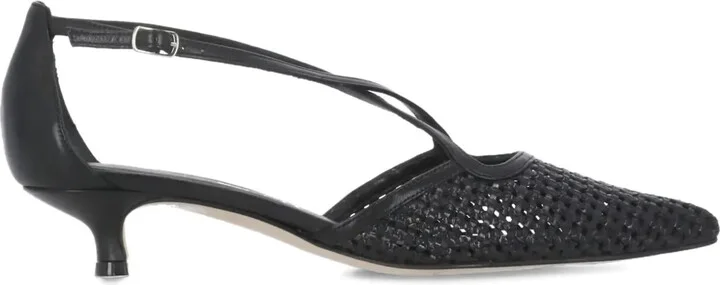 40mm Woven Ankle-Strap Pumps