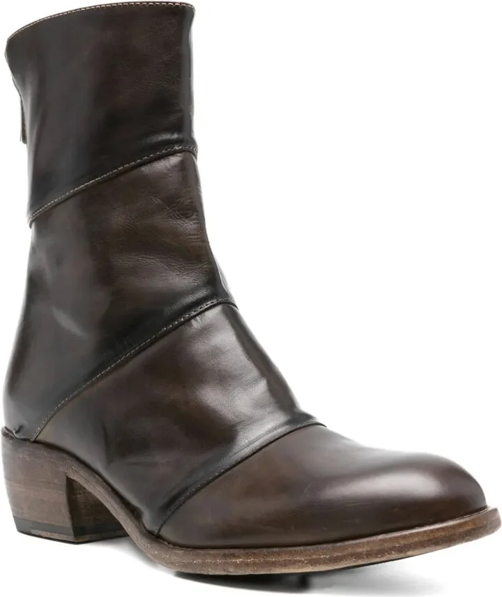 40mm Zip-Up Panelled Leather Boots - Image 2