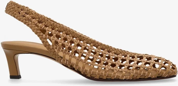 45 Woven Leather Slingback Pumps