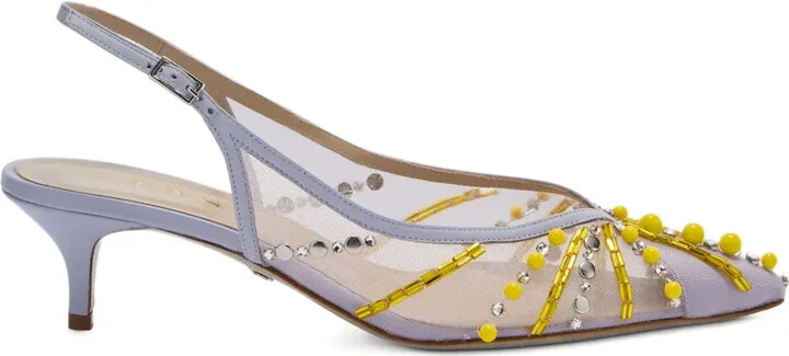 45mm Beaded Slingback Pumps