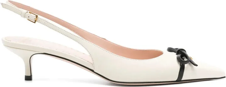 45mm Bow-Embellished Slingback Pumps