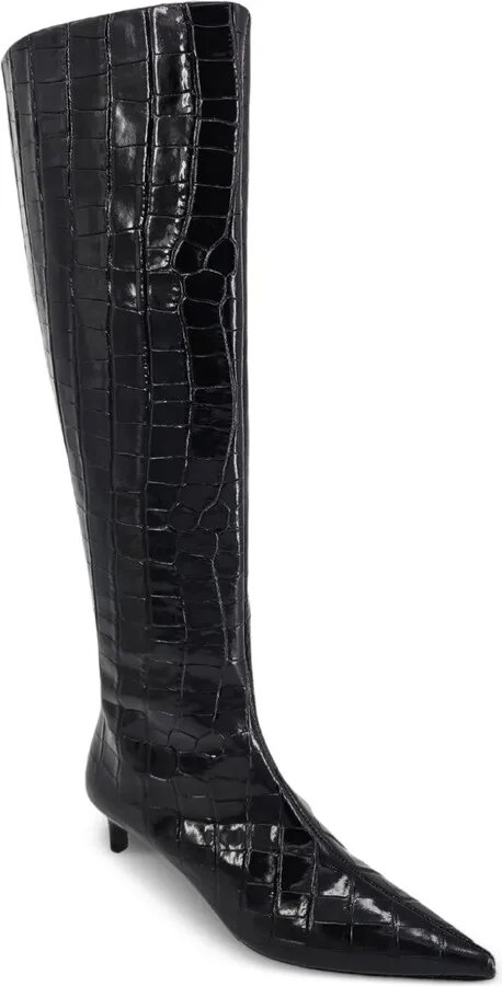 45mm Croc-Effect Pointy-Toe Boots - Image 2
