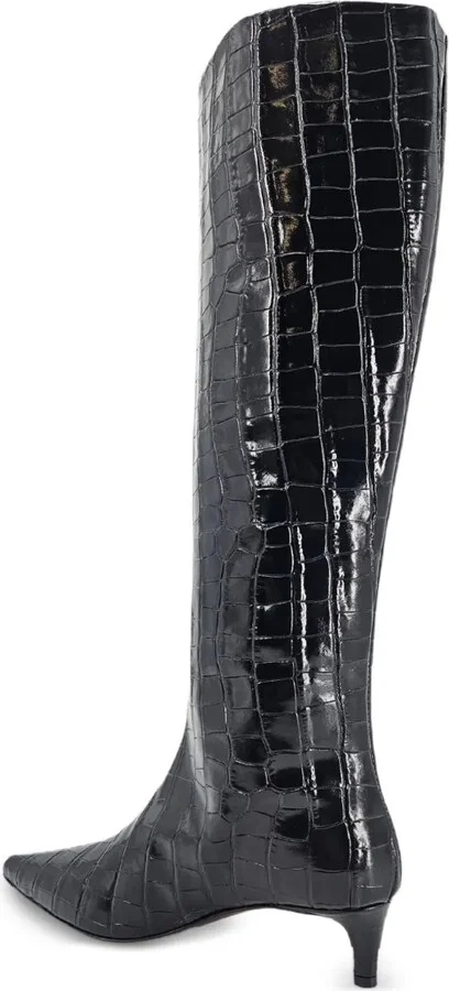 45mm Croc-Effect Pointy-Toe Boots - Image 3