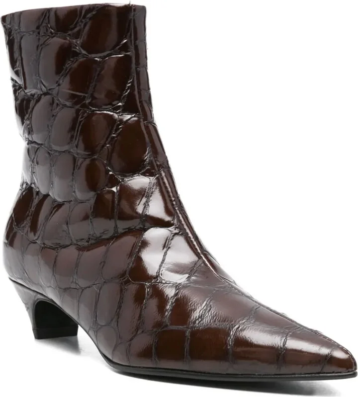 45mm Crocodile-Effect Pointed-Toe Boots - Image 2