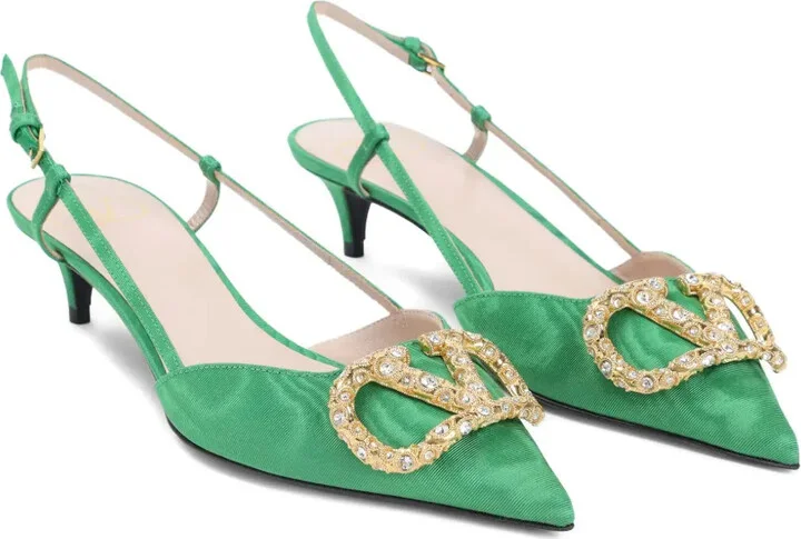 45mm Crystal-Embellishment Slingback Pumps - Image 2