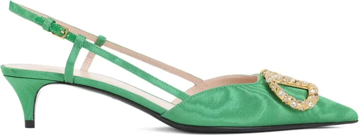 45mm Crystal-Embellishment Slingback Pumps