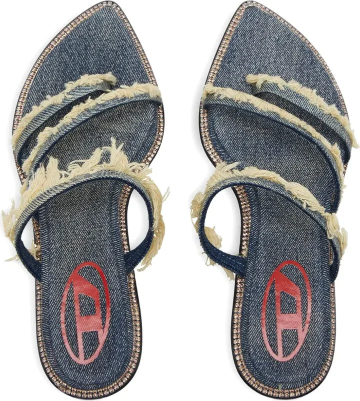 45mm D-Havanna frayed denim crystal-embellished sandals - Image 3