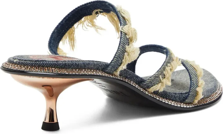 45mm D-Havanna frayed denim crystal-embellished sandals - Image 4