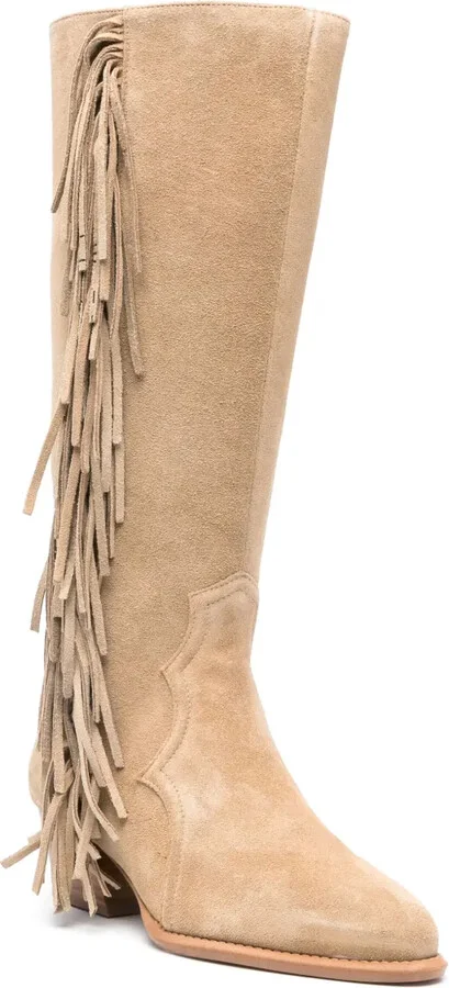 45mm Fringed Suede Boots - Image 2