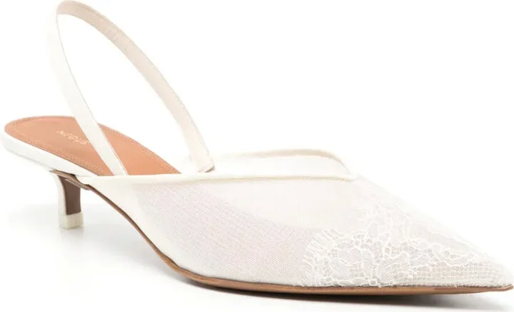 45mm Lace-Detailing Slingback Pumps - Image 2