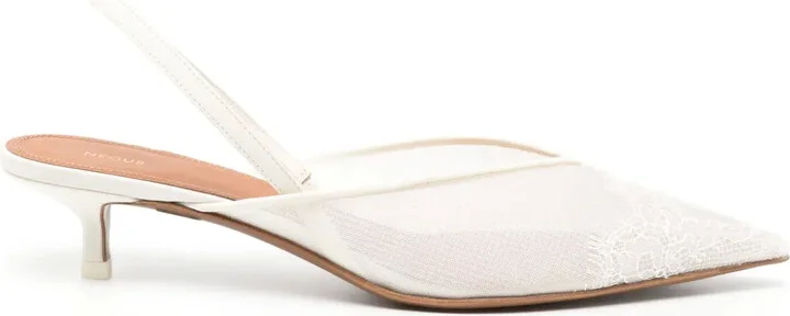 45mm Lace-Detailing Slingback Pumps