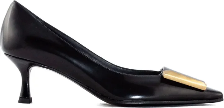45mm Leather Square-Toe Pumps